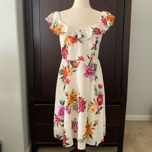 White Tropical Floral dress